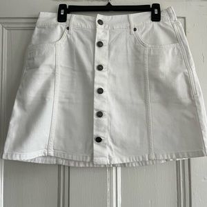White Button Front Aerie Denim Skirt